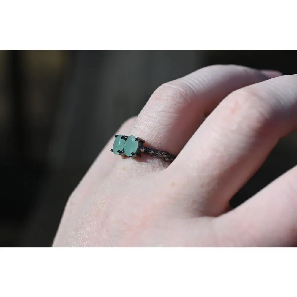 Emerald engagement ring size 7 925 sterling silver